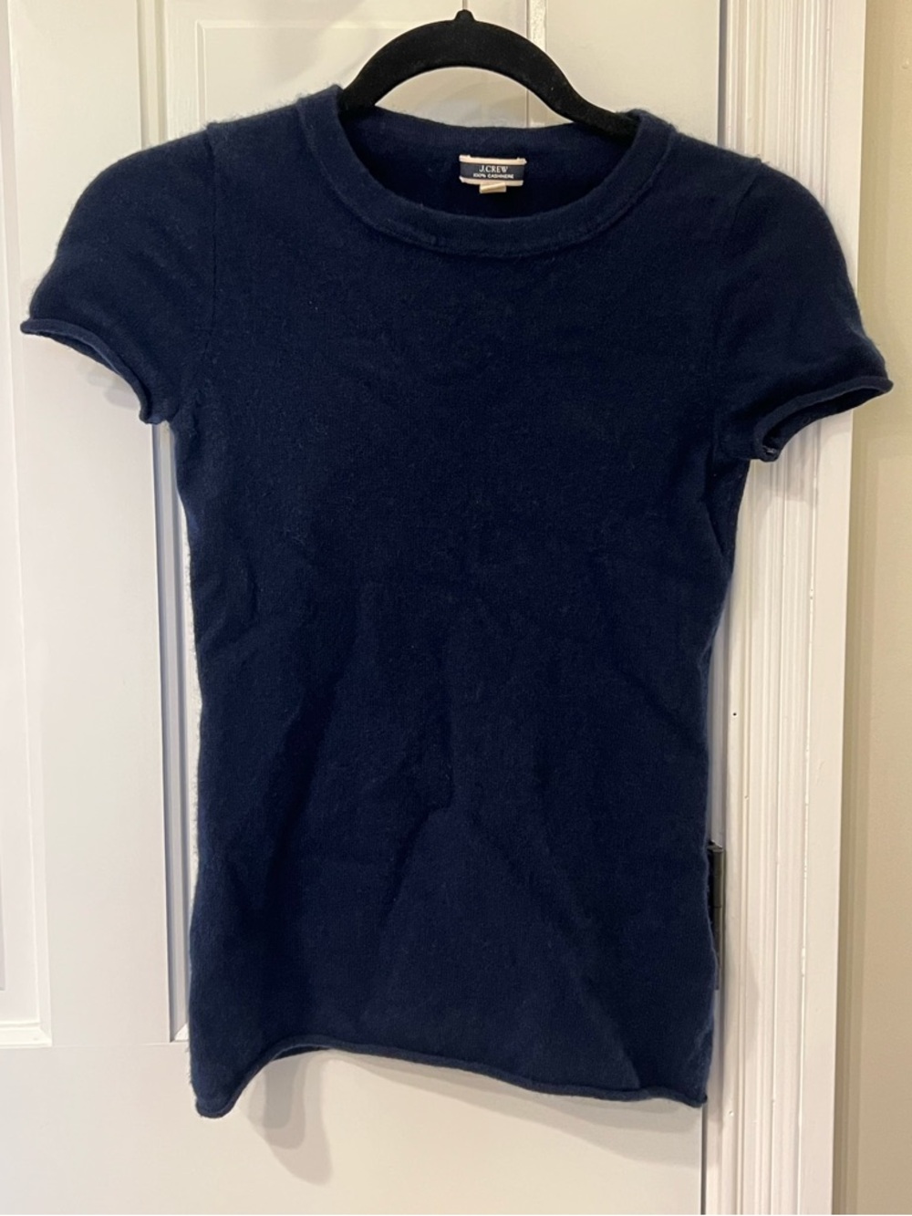 J. Crew Cashmere Short Sleeve Sweater Navy Blue XS